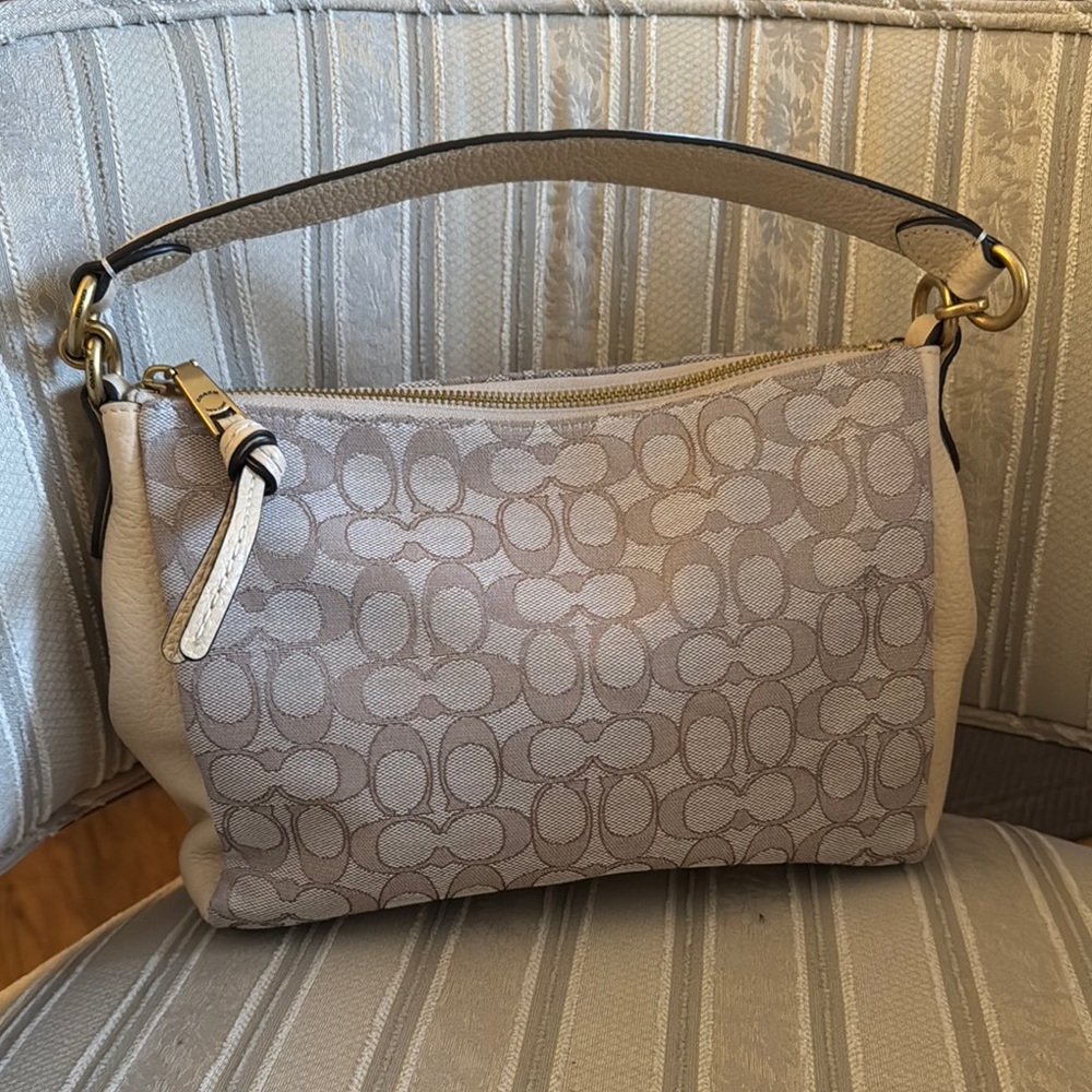 Coach Beige/Soft Pink/Peachish Signature Shoulder Bag